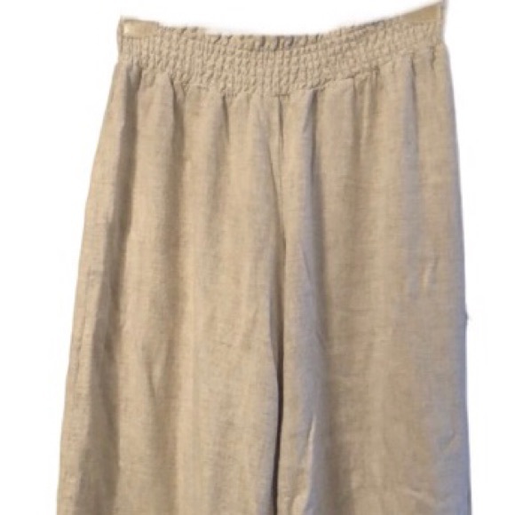 Pink Lily- “Stolen Kiss” Taupe Linen Beach Pants - Picture 6 of 6